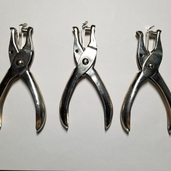 3 Metal Handheld Hole Punches Chrome 1/4 Inch DIY Craft Tools Leather Working - Picture 2 of 5